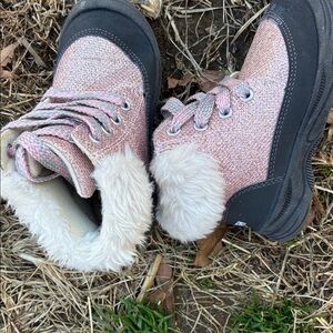 Pink and Black Fur-Lined Boots